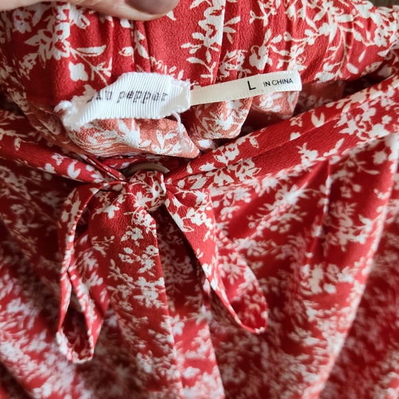 Blu Pepper Red Floral Maxi skirt sz L - Picture 3 of 4